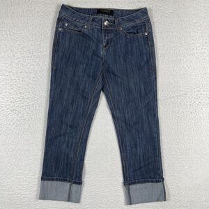 Rocawear Jeans Womens 3 Juniors Blue Denim‎ Crop Y2K Studded Embroidered Casual